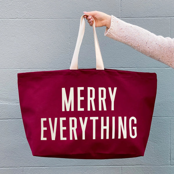 Alphabet Bags Merry Everything Really Big Canvas Tote Bag - Burgundy