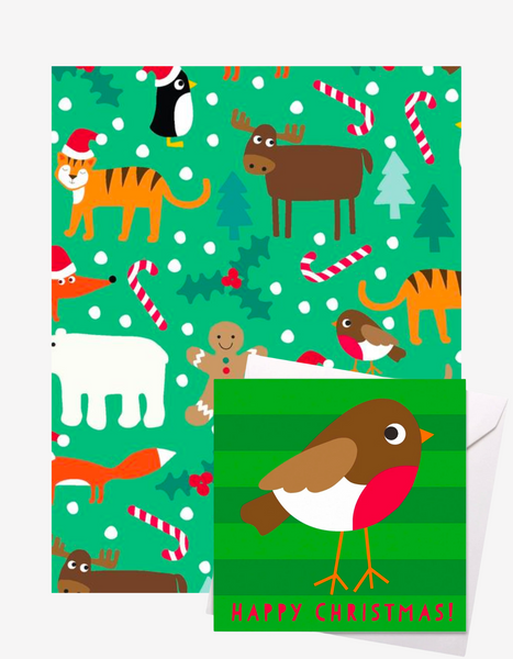 Toby Tiger Christmas Character Gift Wrap + Personalised Card