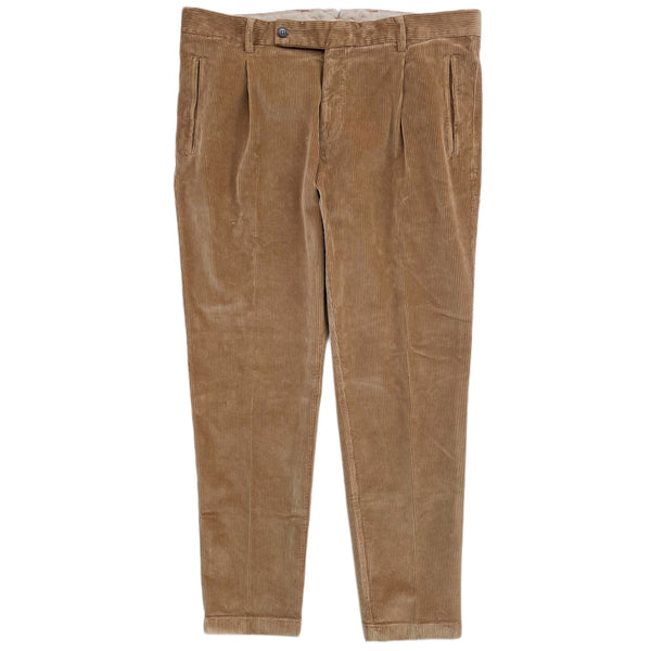 Fresh Corduroy Pleated Chino Pants In Khaki