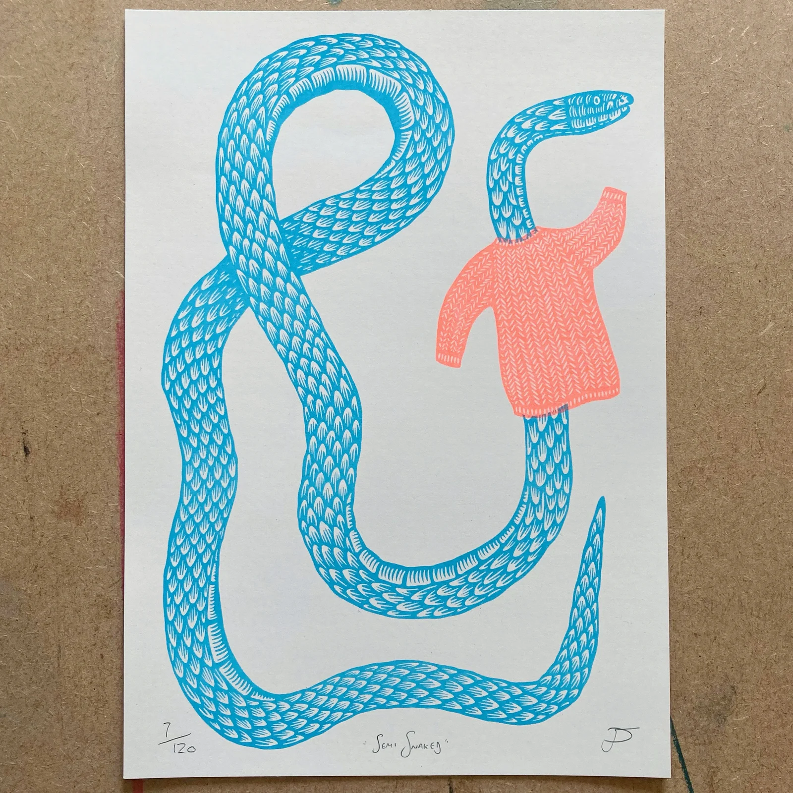 Strangford Blue Semi Snaked Riso Art Print