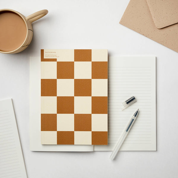 Kinshipped Checkerboard Ochre Notebook