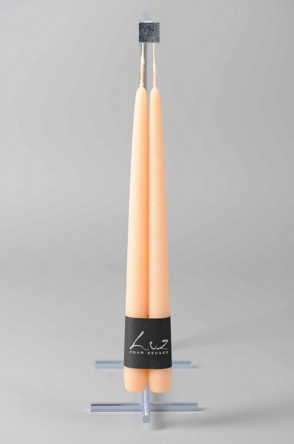 Rasteli Set of 2 Apricot Rustic Tapered Candles