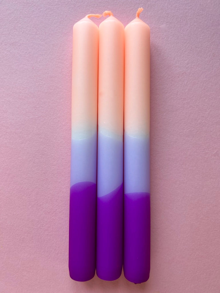 The Colour Emporium Trio Peaches and Plums Dip Dye Dinner Candles