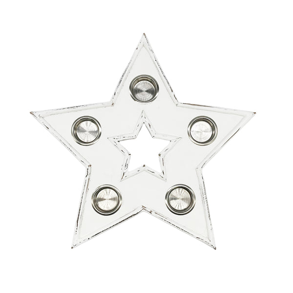 My Gifts Trade Ecp Wooden Star 5 Tealight Holder White 37cm