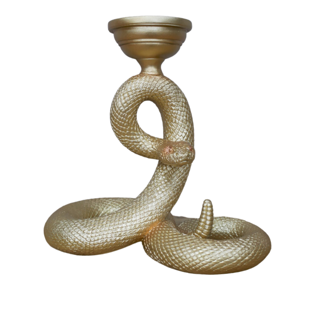&Quirky Gold Slithering Snake Candle Holder