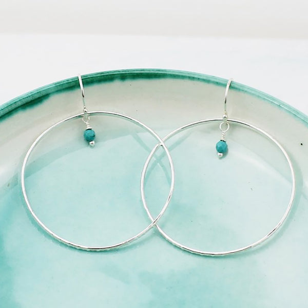 Lucy Kemp Jewellery Sterling Silver Celestial Turquoise Hoop Earring