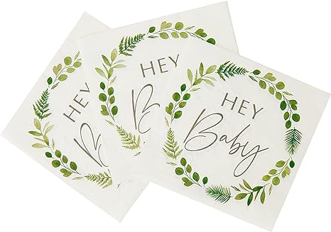 Ginger Ray Botanical Baby Shower Paper Party Napkins - 16 Pack
