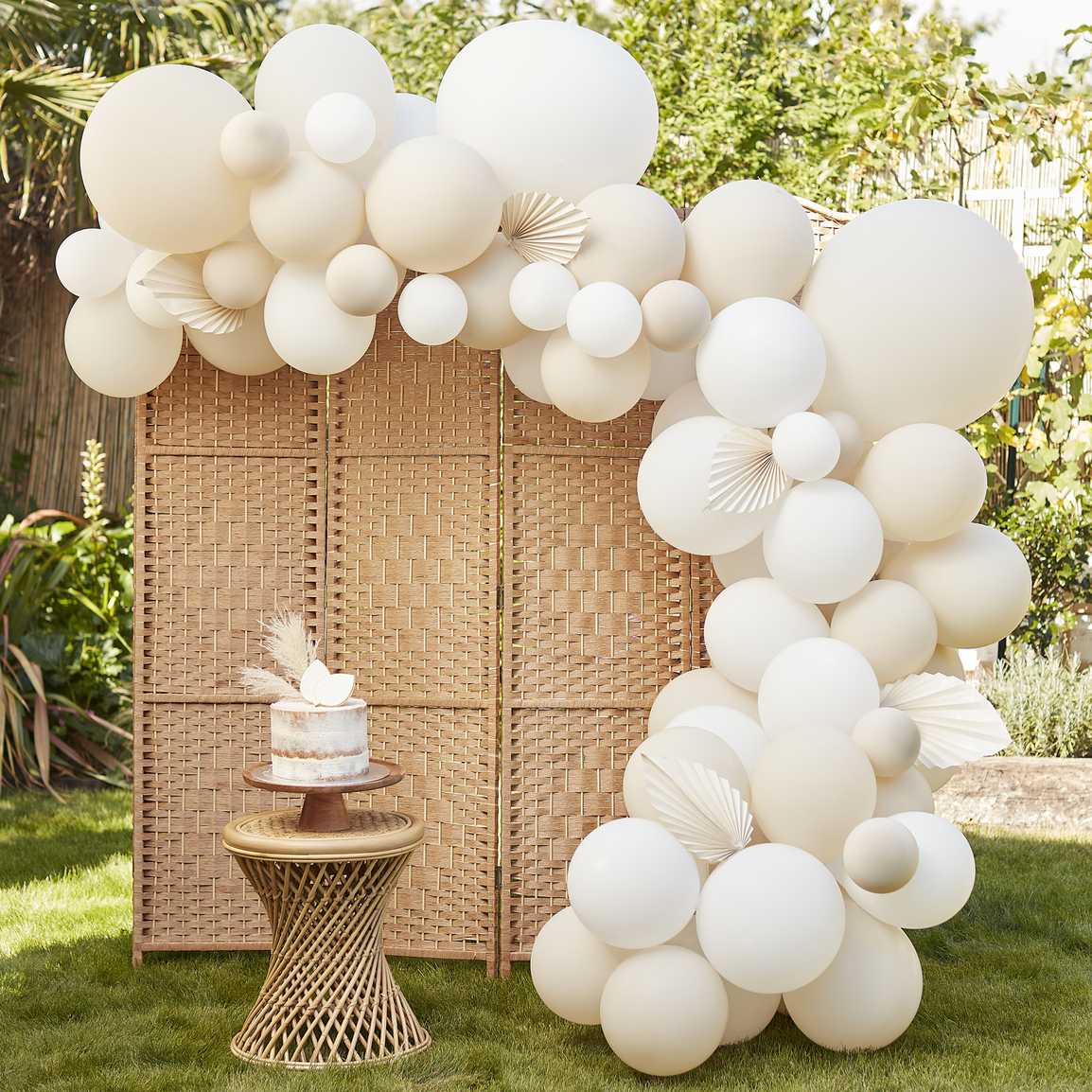 Ginger Ray Nude & White Balloon Arch with Paper Fans - Pack of 80