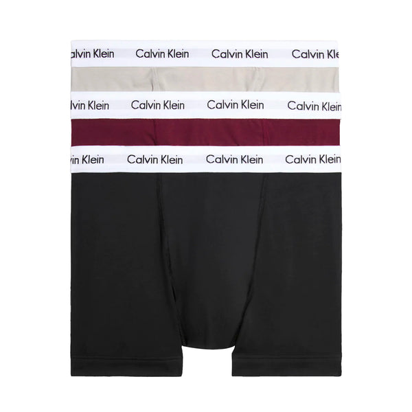 Calvin Klein Cotton Stretch Trunks - Black/Burgundy/Porpoise