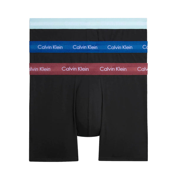 Calvin Klein Cotton Stretch Boxer Brief - Black with Maroon/Skyway/True Navy