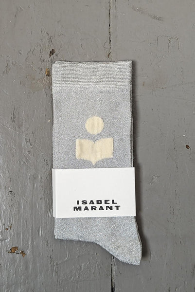 Marant Etoile Slazia Silver Lurex Logo Socks