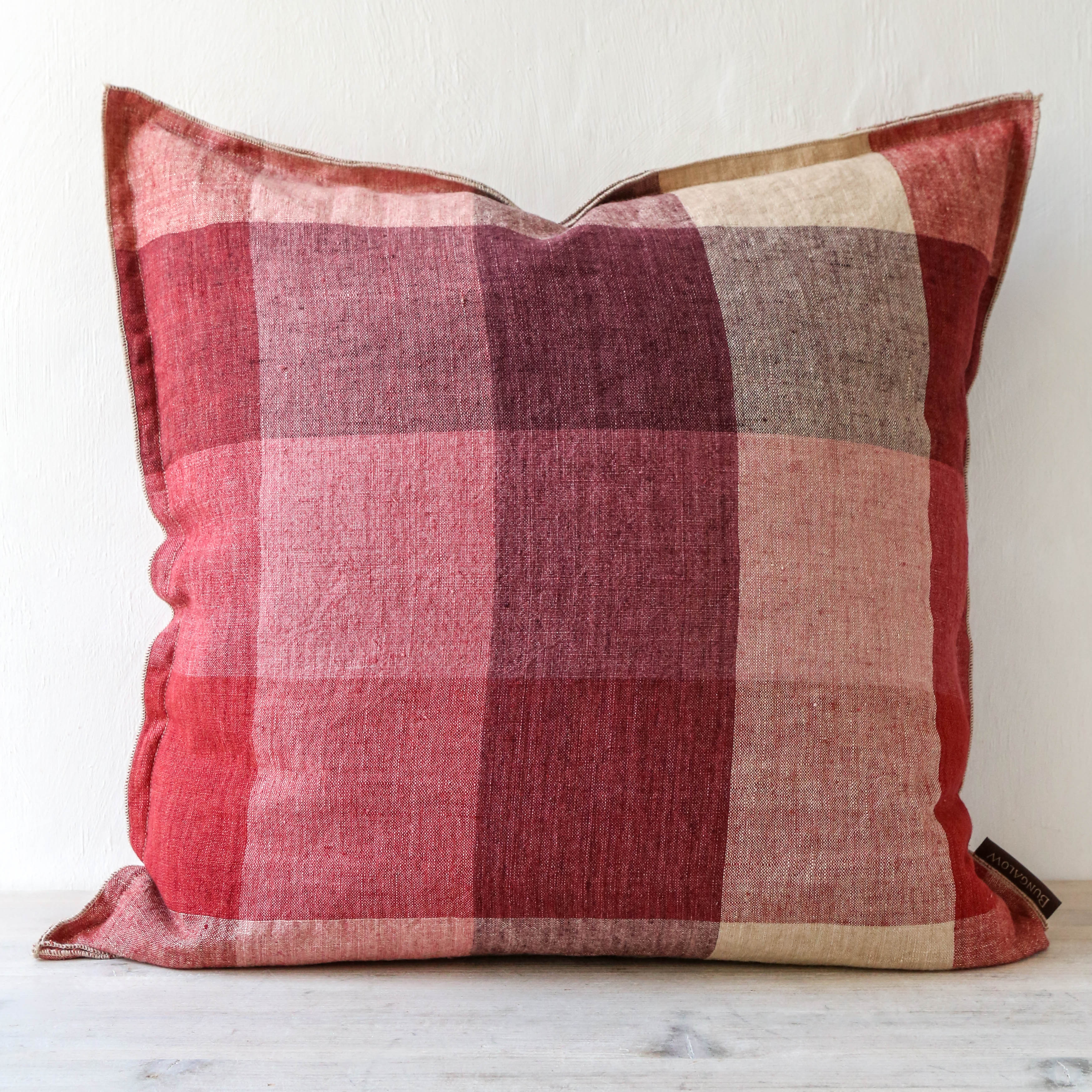 Pink and on sale grey check cushions