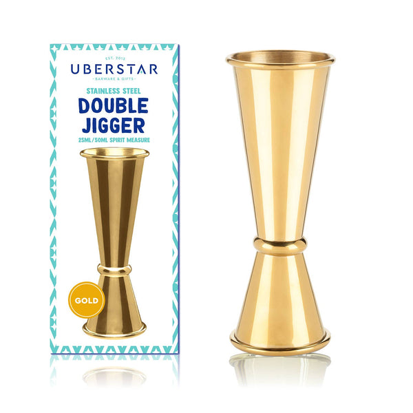 Uberstar Double Jigger Stainless Spirit Measure In Gold Finish