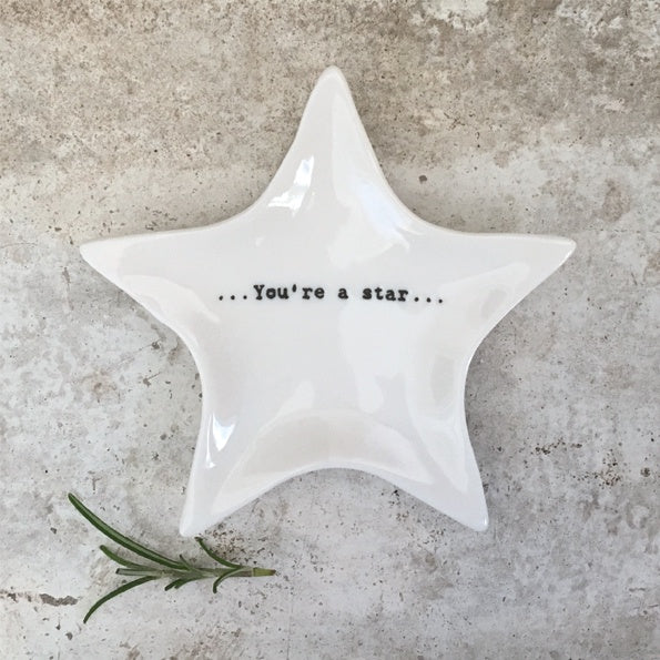 East of India Porcelain Star Dish - Youre A Star