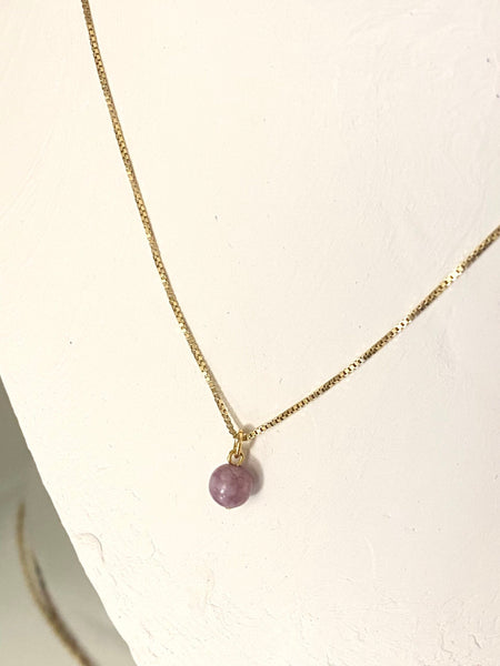 Ellen Beekmans Lilac Shiny Gemstone Pendant Necklace