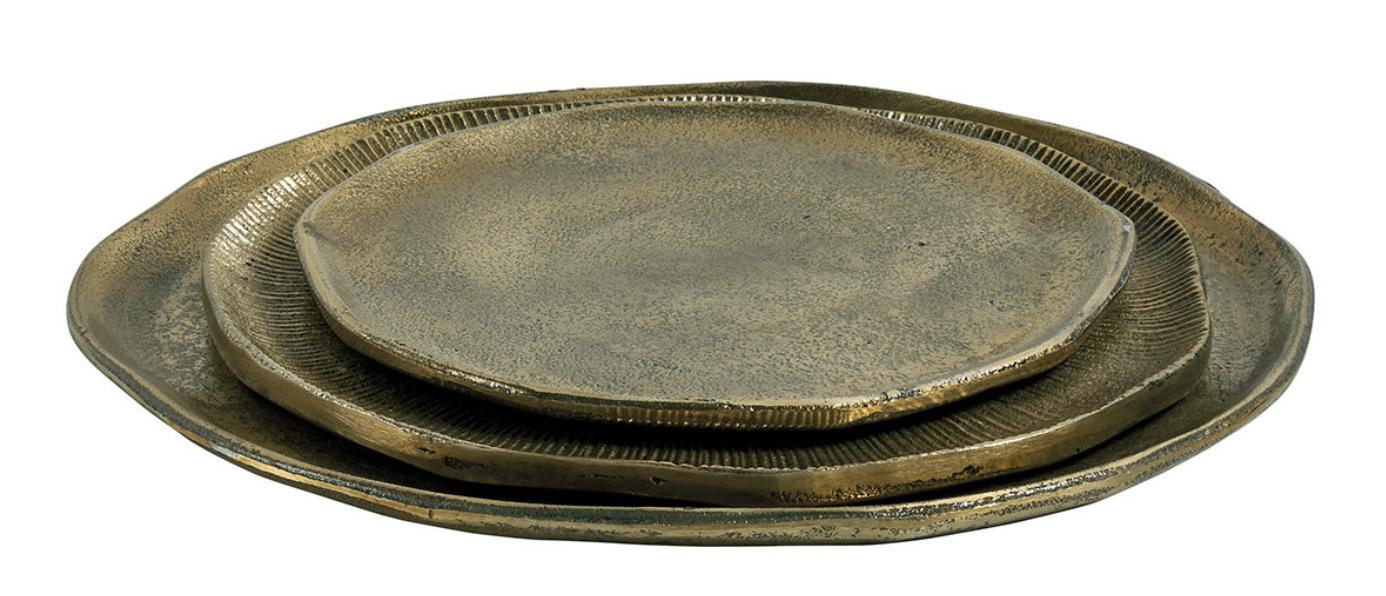 THE BROWNHOUSE INTERIORS Set of 3 Brass Trays