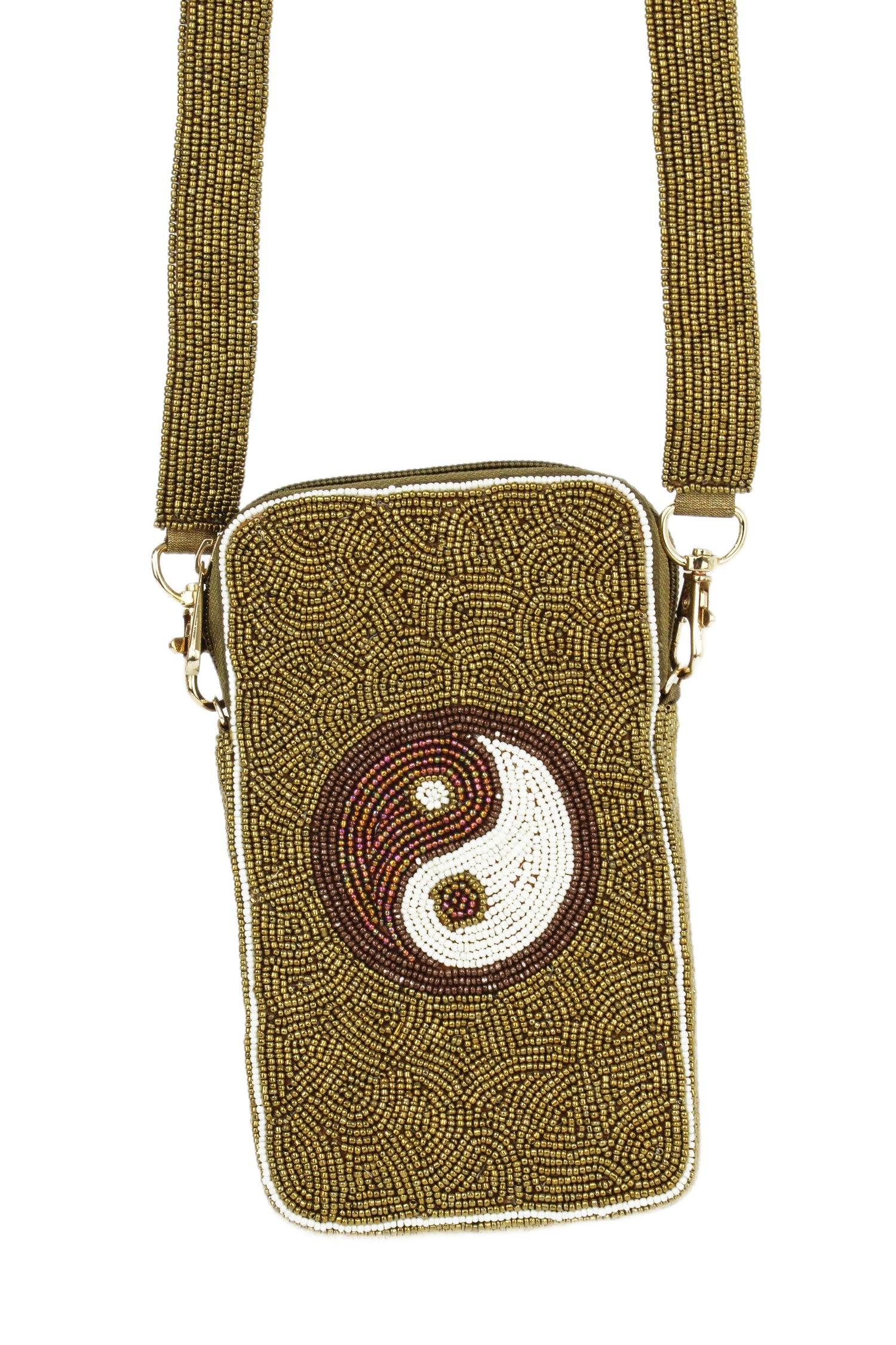 My Doris Gold Beaded Ying Yang Mobile Phone Bag
