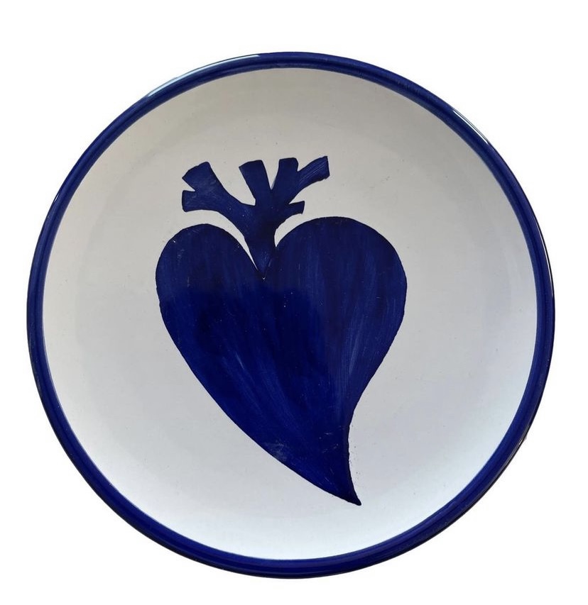 vietri Piatto Frutta in Ceramica Di Vietri Disegno Cuore Blue