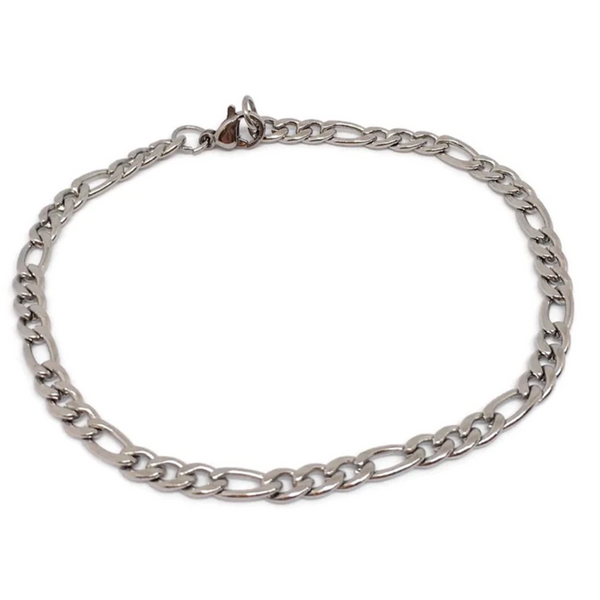 LONDONWORKS Crypt | Figaro Chain Steel Link Bracelet | Silver