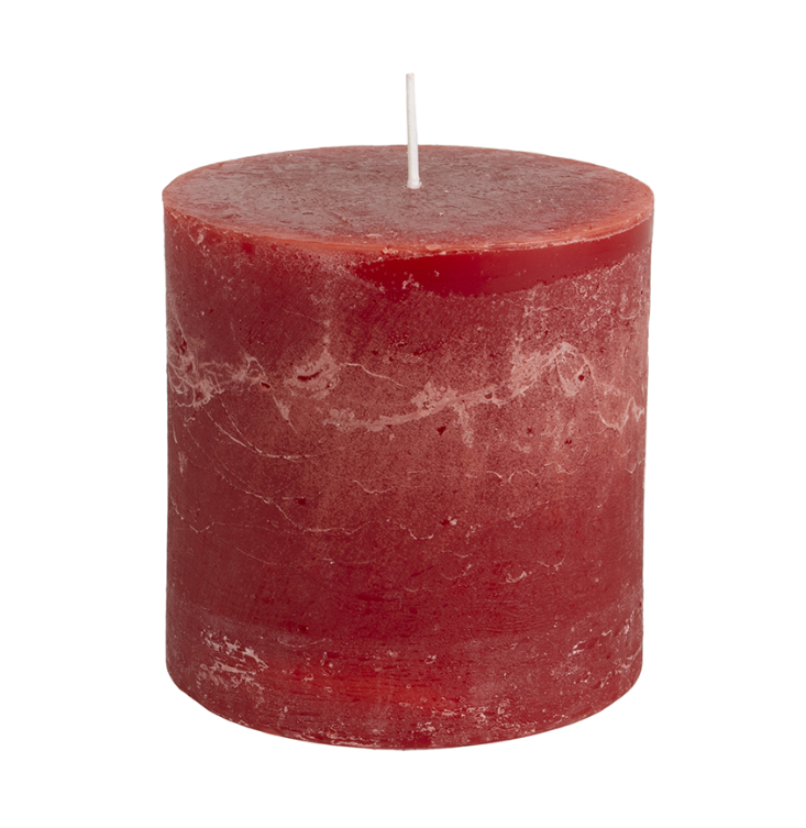 Rustic Pillar Candle in Lipstick Red