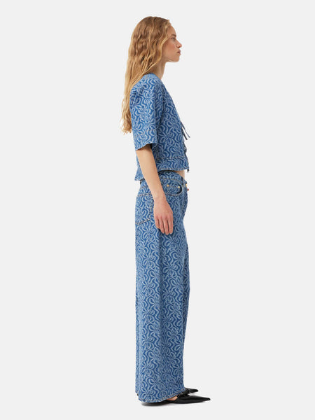 Trouva: Blue Jacquard Denim Wide Trousers