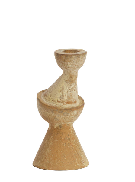 Light & Living Antique Sand Ceramic Mosimo Sculptural Candle Holder 