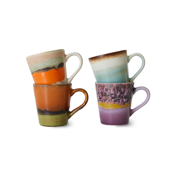 HK Living 70's Ceramics Retro Espresso Mugs (Set of 4)