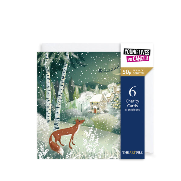 The Art File Xmas Card Pk Fox & Snowy Village