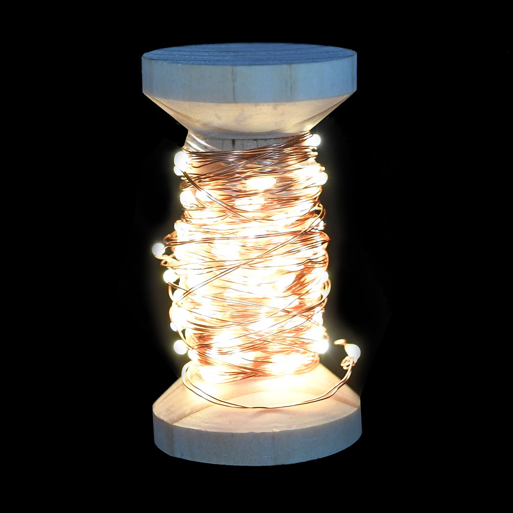 Copper Wire Lights on Wooden Spool