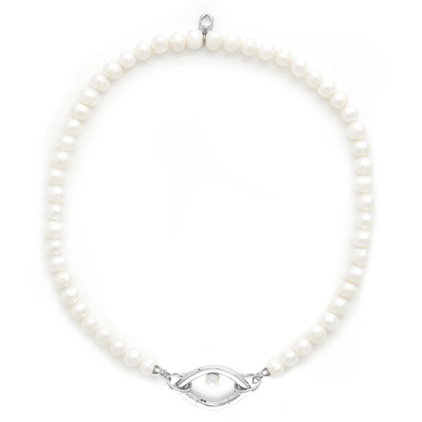 CAPSULE ELEVEN Eye Opener Pearl Necklace | Silver