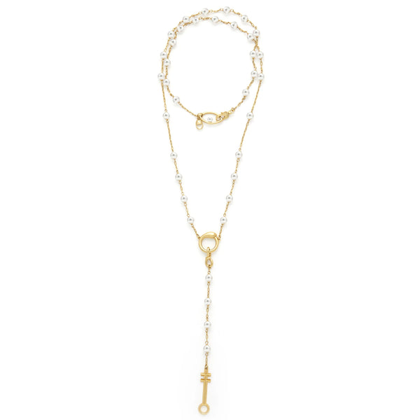 CAPSULE ELEVEN Egyptian Symbols Pearl Rosary Necklace | 18ct Gold-plated Sterling Silver