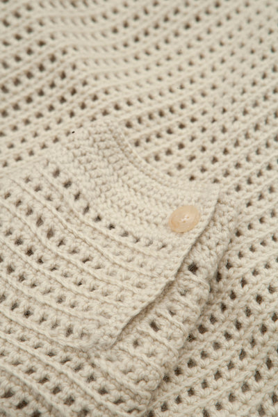 Trouva: Hand Crochet Wool Knit Shirt Light Khaki