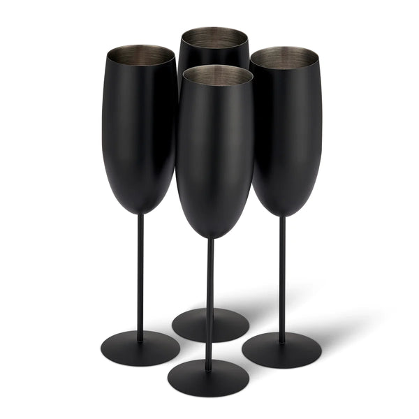 Oak & Steel Oak & Steel Matte Black Champagne Flutes - Set of 4