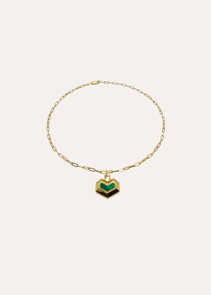 Under Her Eyes Daryl Necklace 18ct Gold Plated - Green Malachite