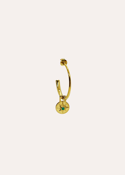 Under Her Eyes Astrid Charm Small Hoops 18ct Gold Plated - Green Malachite