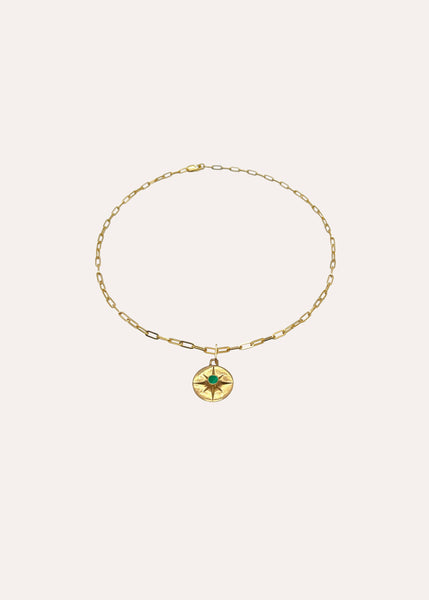 Under Her Eyes Astrid Necklace 18ct Gold Plated - Green Malachite