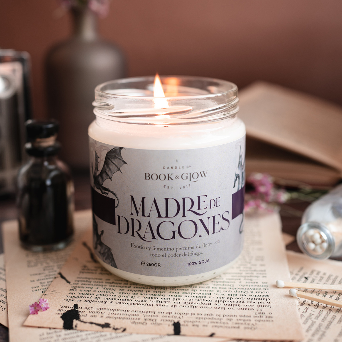 Book & Glow Mother of Dragons Soy Wax Candle