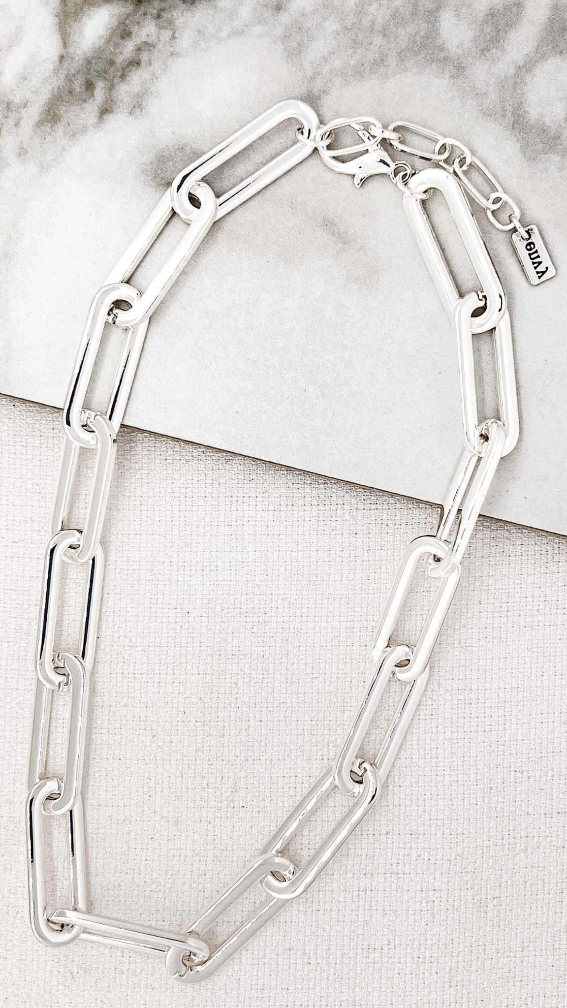 ENVY JEWELLERY Short Silver Link Necklace with Lobster Clasp