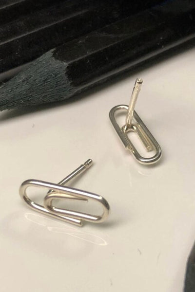 Otro Mundo Small Paper Clip Silver Earrings Barcelona