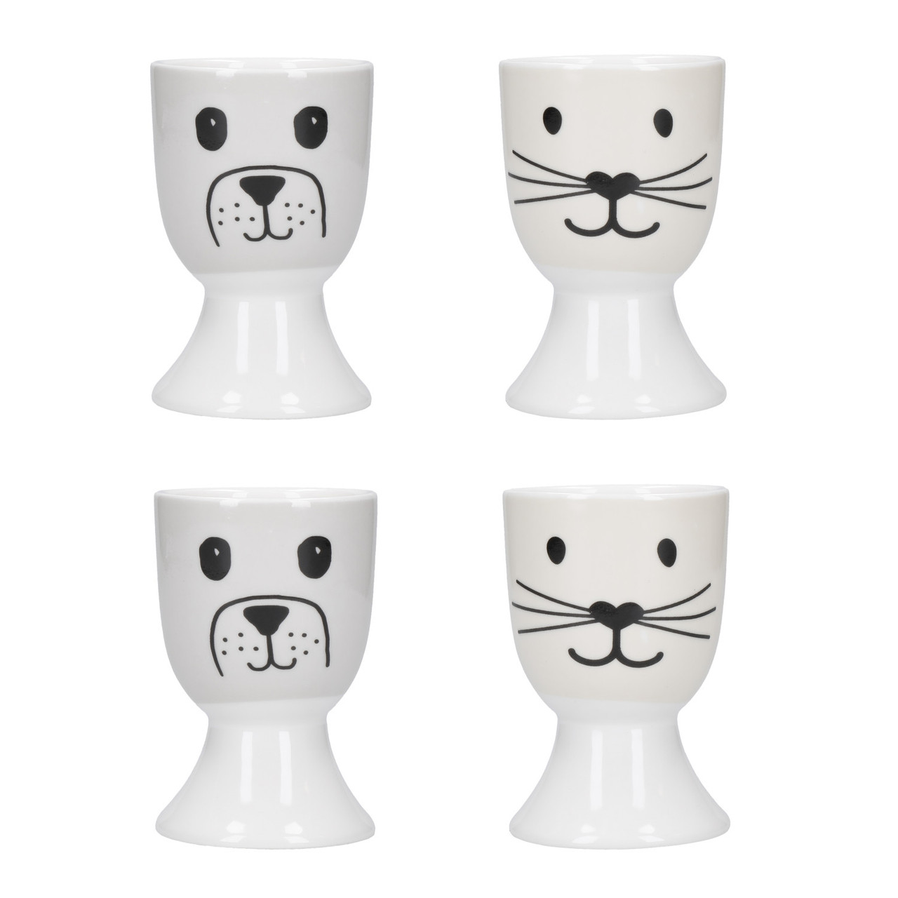 Kitchen Craft Dog and Cat Egg Cups Set of 4