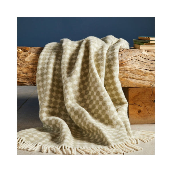 tweedmill-tweedmill-jacquard-spot-pure-wool-throw-sage