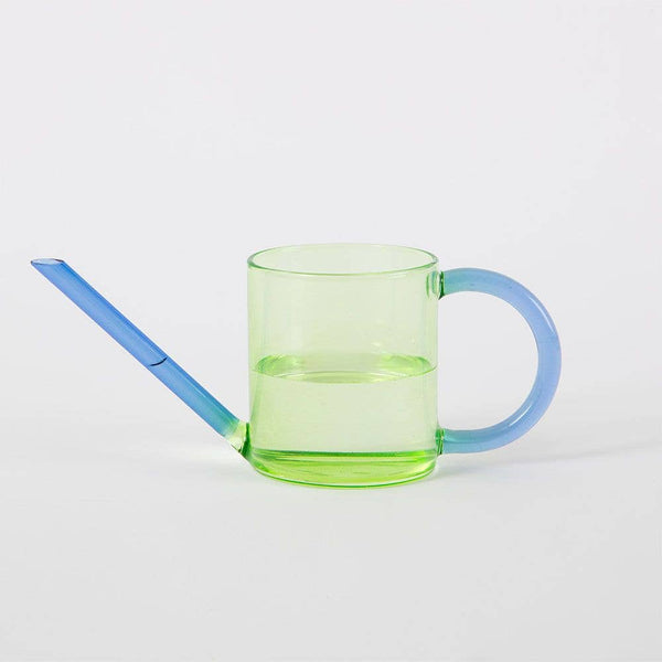 Block Design Glass Watering Can | Green & Blue