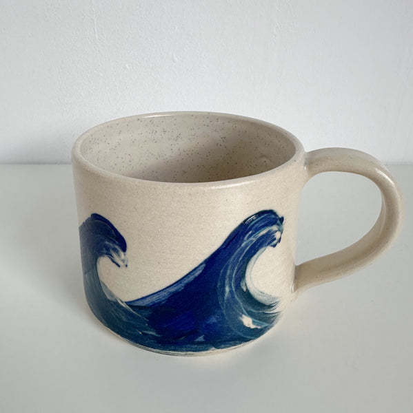 Potter and clay Blue Waves Handmade Ceramic Cup - Small
