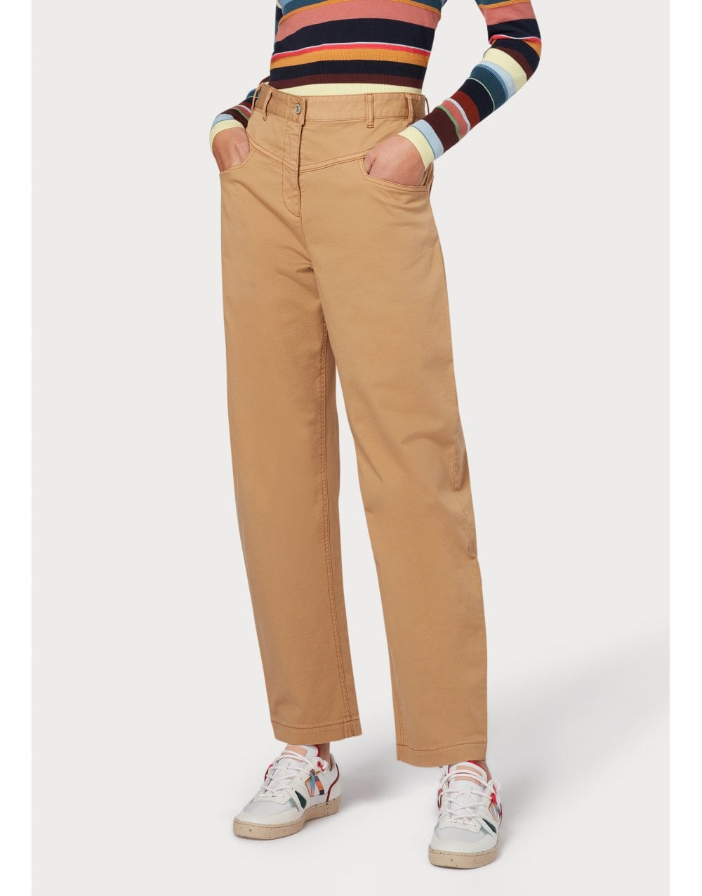 Paul Smith Paul Smith Wide Leg Stitch Detail Chinos Col: 64 Camel, Size: 12