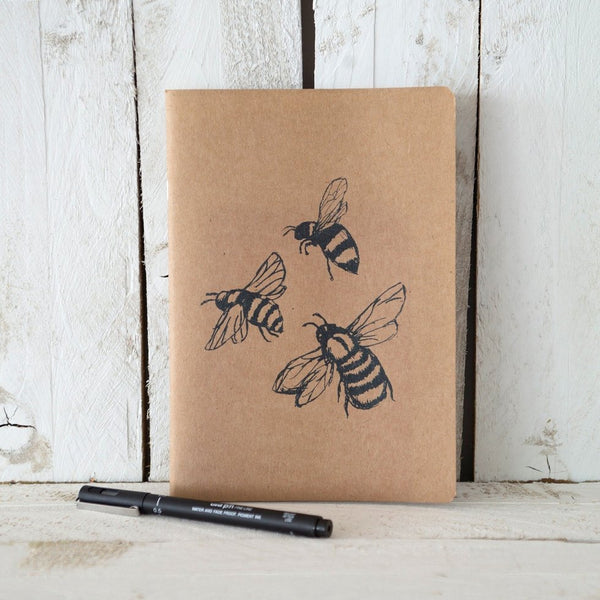 Helen Round Hand Printed Bee Notebook