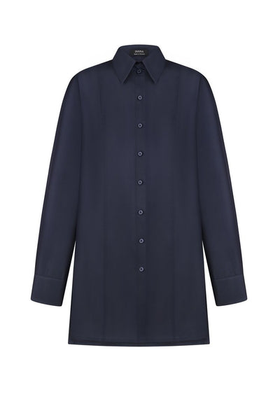 INNNA Navy Blue Silk Loose Shirt By