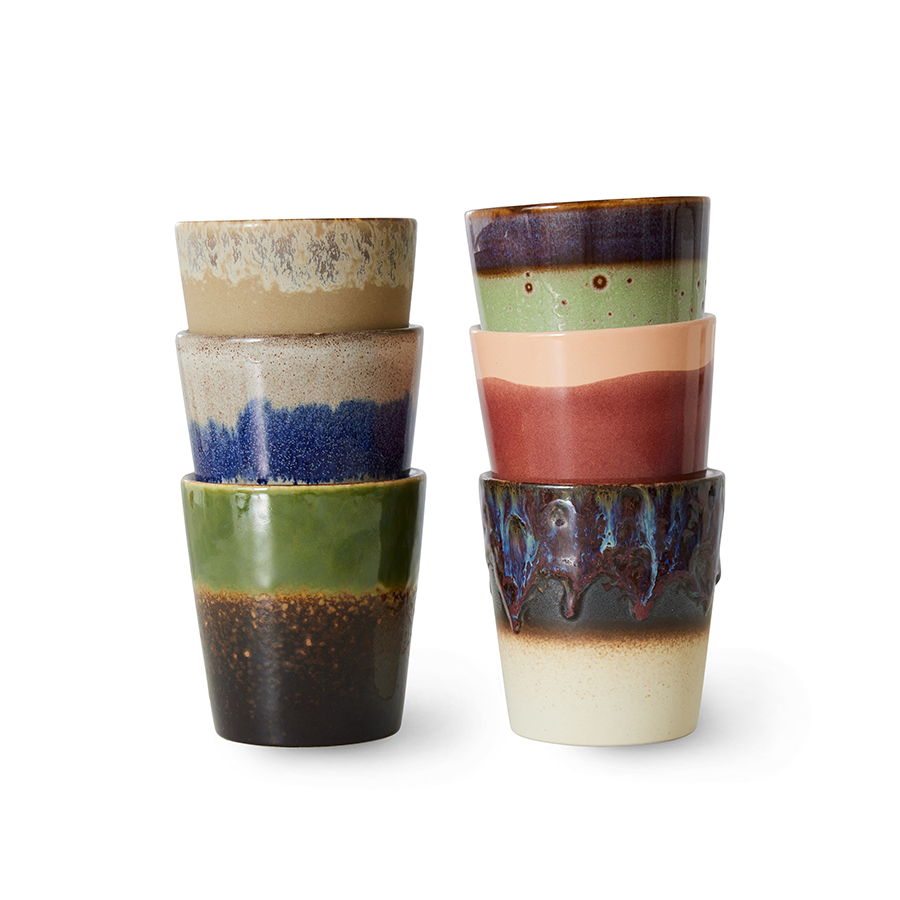 HK Living 70s Ceramics Handleless Coffee Mug - Grounding Set of 6