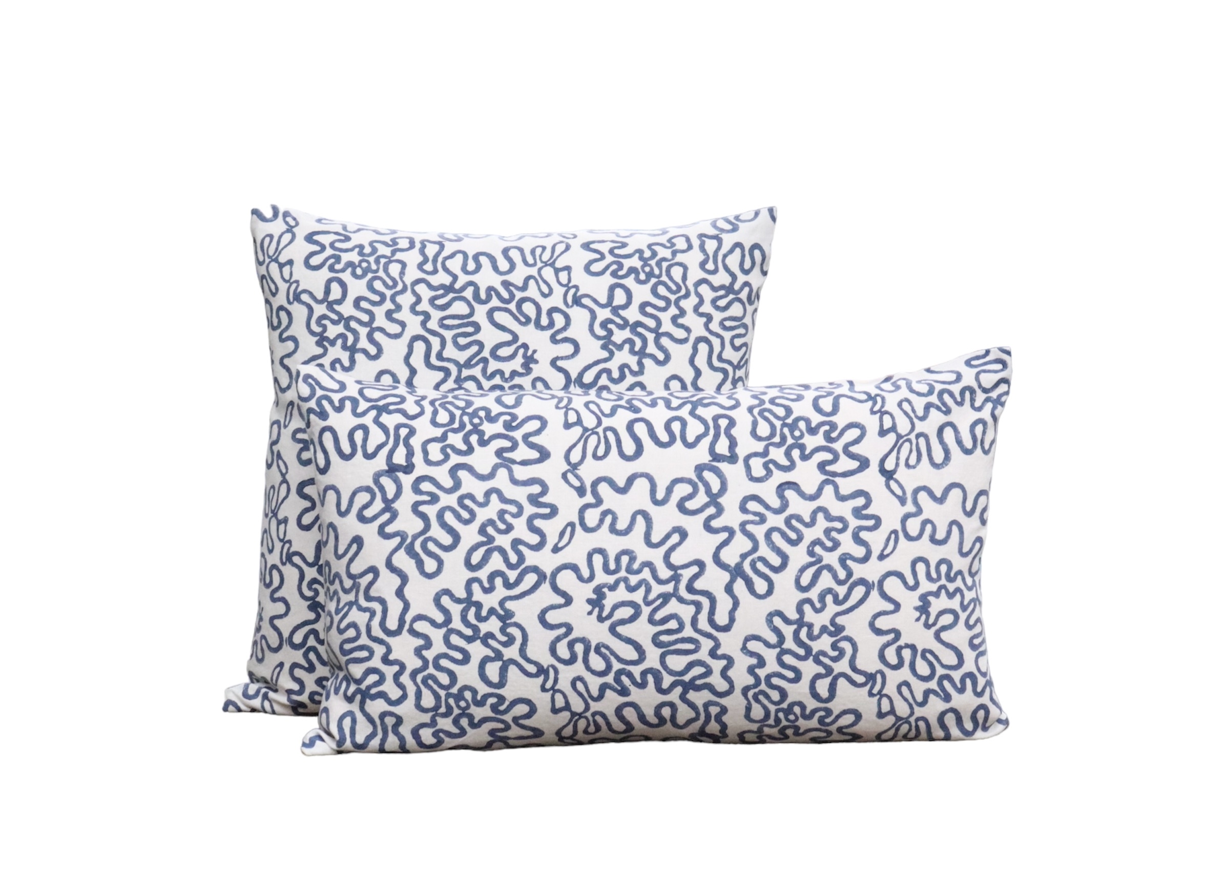 Indigo & Wills Seaweed Blue Linen Cushions