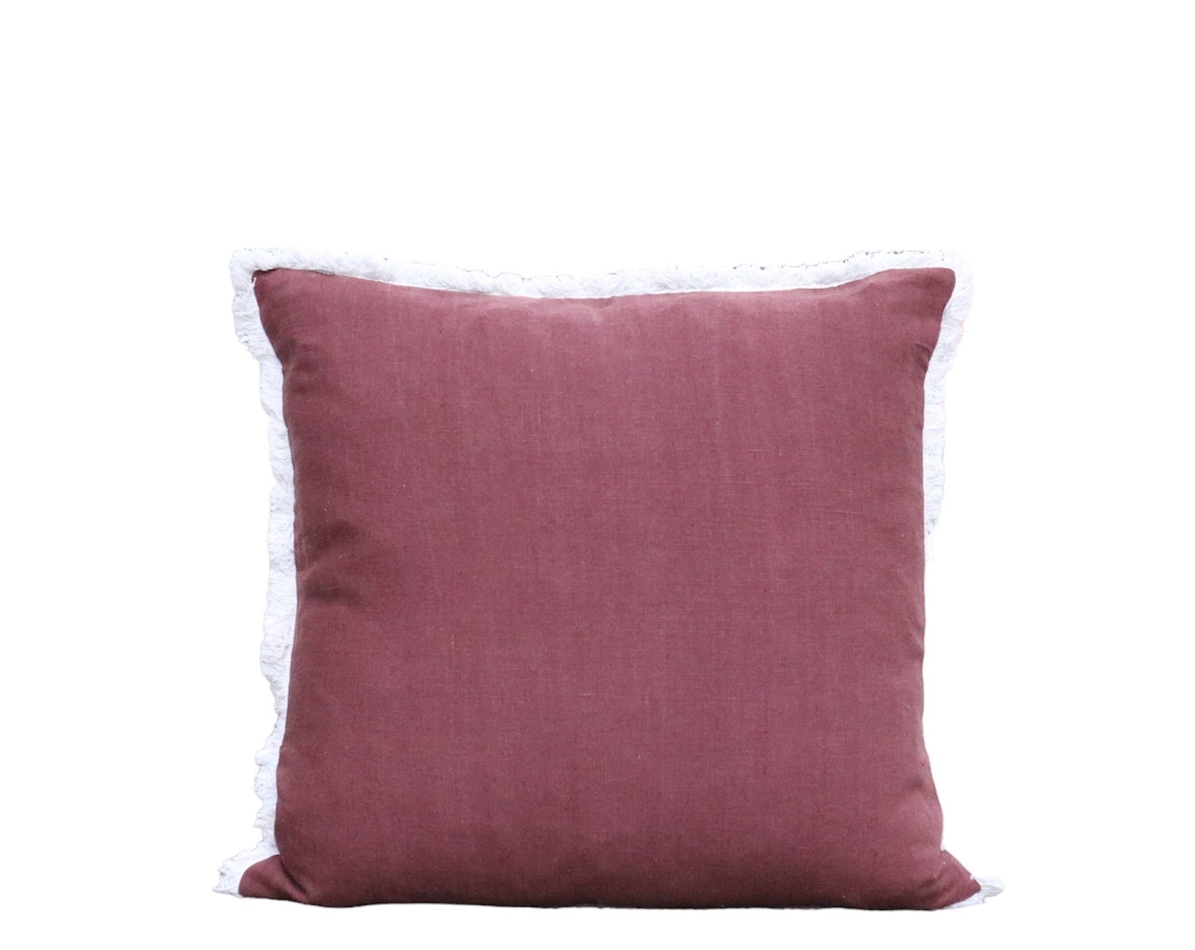 Indigo & Wills Grape Fringe Edged Linen Cushions