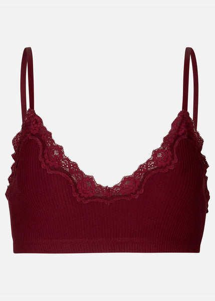 Trouva Silk Bra with Lace Cabernet